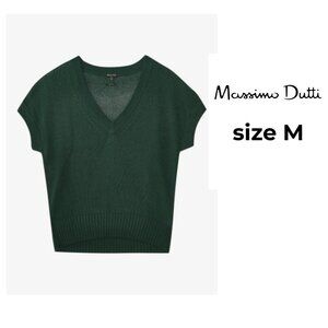 Massimo Dutti Deep Green V-Neck Sweater